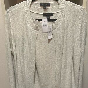Ann Taylor Women's Metallic Open-Front Cardigan and Cami